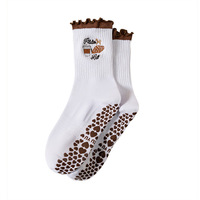Chaussettes de sport en gros OEM, tricotées, antidérapantes, personnalisées, brodées, en coton écologique, pour Pilates, gym, enfants et jeunes
