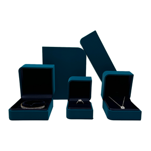 Coffret à bijoux en velours bleu sarcelle pour bagues, colliers et bracelets – Boîte d'emballage à rabat multi-tailles en velours - Product Image 1