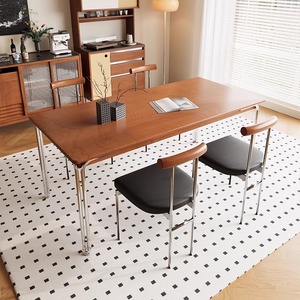 Mesa de comedor de madera maciza de estilo japonés nórdico de mediados de siglo con sillas, diseño pequeño Rectangular Medieval para uso en hoteles - Product Image 2