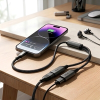 Câble d'extension USB-C vers double USB-C femelle tressé en nylon, 0,3 m, 1 m, 2 m, synchronisation rapide des données, dongle OTG, logo OEM, type C