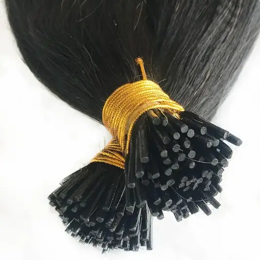 Grosir pemanjangan rambut ujung I yang tidak diproses kualitas terbaik Keratin manusia bekas i-tip ekstensi rambut Rusia