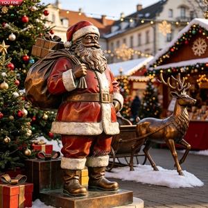 YOUFINE Ensemble <span class=keywords><strong>de</strong></span> statues personnalisables en bronze du Père Noël et des rennes, sculpture <span class=keywords><strong>de</strong></span> décoration <span class=keywords><strong>de</strong></span> Noël extérieure pour la place <span class=keywords><strong>de</strong></span> la ville et la décoration des fêtes - Product Image 2