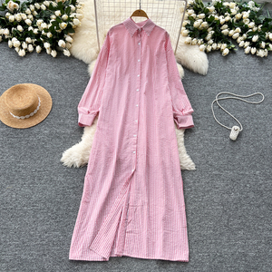 Primavera coreano <span class=keywords><strong>camicia</strong></span> sottile <span class=keywords><strong>abito</strong></span> <span class=keywords><strong>Midi</strong></span> per le donne impero frangia <span class=keywords><strong>abito</strong></span> di pizzo - Product Image 1