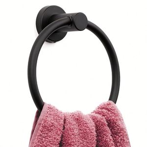 Porte-serviettes mural rond intelligent en acier inoxydable noir pour salle de bain - Product Image 6
