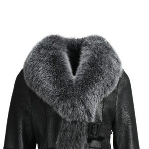 Giacca di nuovo stile genuina con collo e polsini in pelliccia di volpe di lusso caldi cappotti invernali con vera pelliccia da <span class=keywords><strong>donna</strong></span> in <span class=keywords><strong>Shearling</strong></span> - Product Image 4