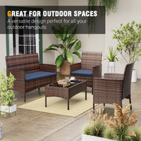 Ensemble de conversation moderne simple en osier pour patio fauteuils de balcon meubles imperméables ensemble de bistro de jardin en rotin pour l'extérieur