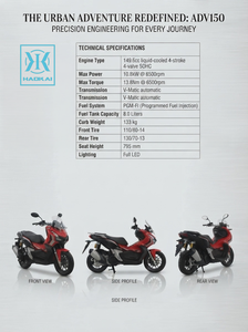 Scooter d'aventure EEC <span class=keywords><strong>150cc</strong></span> 10kW monocylindre 4 temps refroidi par air, frein à disque ABS, pneu avant 14 pouces, léger, réservoir 11L - Product Image 2