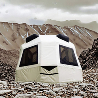 Tente pneumatique gonflable à double couche imperméable et protégée contre les UV de luxe pour 4 saisons, deux chambres et salon pour le camping en famille nombreuse