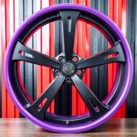 Jantes en alliage d'aluminium forgé à design creux, 2 pièces, finition polie violet et face noire mate pour Challenger (voiture de tourisme)