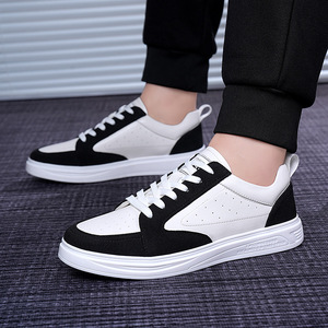 Baskets Chunky Blanches et Noires à Bout Rond et Lacets, Doublure en Maille Respirante, Semelle Extérieure en Caoutchouc, Chaussures de Marche Toutes Saisons - Product Image 1