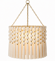 Décoration murale en macramé avec abat-jour en polyester à franges, motif anneau or blanc, pour la maison et le salon, idéal comme cadeau de pendaison de crémaillère