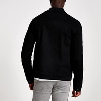 Blouson d'aviateur en coton et denim stretch de haute qualité pour hommes Veste noire avec logo brodé sur mesure avec service OEM