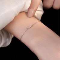 Design simple mode 925 argent Sterling trois petits zircons plaqué or 18 carats Bracelet croix chaîne bijoux fins bracelets femmes