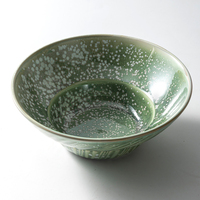 Bol en porcelaine premium de 8 pouces à rebord large, glaçure réactive verte, pour nouilles, vaisselle de table haut de gamme, restaurant commercial