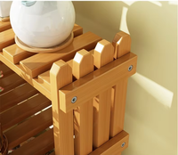 Étagère à double niveau en bambou massif, type échelle moderne, pour vitrine, rangement de pots et livres, salon, durable et écologique