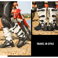 Bottes de moto hautes réglables à quatre boucles, cheville flexible à double axe, semelle extérieure en caoutchouc durable antidérapante, Enduro