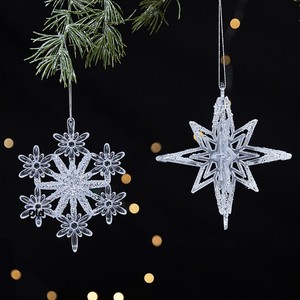 Transparent Acrylic Elk <b>Snowflake</b> Star Pendants Christmas Tree Holiday <b>Decorations</b> Set - Product Image 2