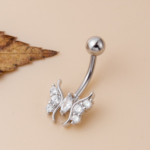 Nuovo stile ventre anello in acciaio inox 14G ventre <span class=keywords><strong>Piercing</strong></span> gioielli zirconi <span class=keywords><strong>farfalla</strong></span> pipistrelli fiore per le donne all'ingrosso - Product Image 6