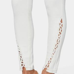 กางเกงยีนส์เดนิมทรงสกินนี่เอวสูงยืดได้สำหรับผู้หญิง สไตล์ลำลอง สีขาว คอลเลคชั่นใหม่ OOTD สำหรับฤดูใบไม้ผลิและฤดูใบไม้ร่วง - Product Image 4