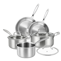 Ensemble de casseroles en acier inoxydable 3 plis de haute qualité, écologique, en acier inoxydable 18/10, ensemble de casseroles et poêles en inox