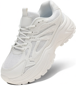 Baskets Chunky Blanches en Maille à Semelle Épaisse, Chaussures Décontractées de Marche à Bout Rond pour l'Extérieur et le Streetwear - Product Image 1