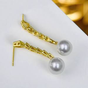 22474DIY S925 <b>Silver</b> Jewelry <b>Earrings</b> with 10-15mm Round Beads Empty Tray and Earnail Fashion Accessories with DIY <b>Pearl</b> - Product Image 3