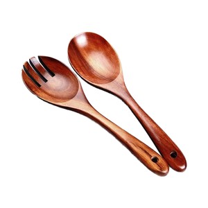 Ensemble de serveurs à salade en bois, durable, 2 pièces, ustensiles artisanaux, best-seller de Mirha International Handicraft, fabriqué en Inde - Product Image 1