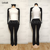 Nouvelle Collection 2026 – Ensemble Décontracté Femme Y2K : Crop Top Manches Longues Col Rond et Pantalon Taille Haute Plissé avec Empiècements Contrastants