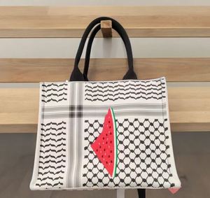 กระเป๋าโท้ทปาเลสไตน์ลายกัฟฟียะห์กาซาพร้อมสายสะพายลายแตงโม - Product Image 3