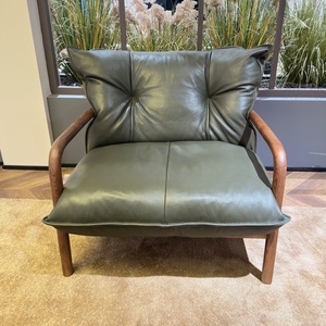 Fauteuil de salon, bureau, club ou villa en cuir véritable blanc, style nordique moderne rétro, avec pieds en bois de frêne, d'<span class=keywords><strong>occasion</strong></span> - Product Image 2
