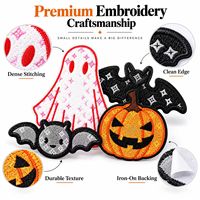 Patch brodé thermocollant pour enfants, motif chauve-souris, fantôme, citrouille, étoile, idéal pour fêtes d'Halloween, vente en gros