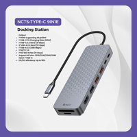 Station d'accueil USB-C 9-en-1 4K pour HDTV 2.1, lecteur de cartes SD/TF, LAN Gigabit, PD 100W pour MacBook et ordinateurs portables (en stock)