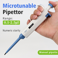Micropipette numérique réglable en plastique de haute qualité pour laboratoire, 0,1 µl-2,5 µl