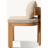 Chaise de salle à manger de luxe en teck sculpté à la main avec coussin résistant à l'eau, design moderne pour hôtel, parc, villa extérieure, sans accoudoirs