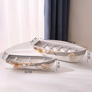 ของตกแต่งเรือไม้สไตล์เมดิเตอร์เรเนียน 2 ชิ้น งานศิลปะติดผนังบ้าน ของประดับตกแต่งรูปทรงไม่สม่ำเสมอ วัสดุ MDF - Product Image 2