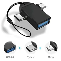 Convertisseur OTG deux-en-un pour téléphone portable, lecteur de carte USB, adaptateur USB30 vers Type-C, adaptateur Android modèle QY
