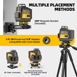 Huepar SV-Y03CG 3D 12 dòng <span class=keywords><strong>laser</strong></span> cấp ánh sáng màu xanh lá cây chéo dòng 360 độ tự san lấp mặt bằng điều khiển từ xa máy - Product Image 4