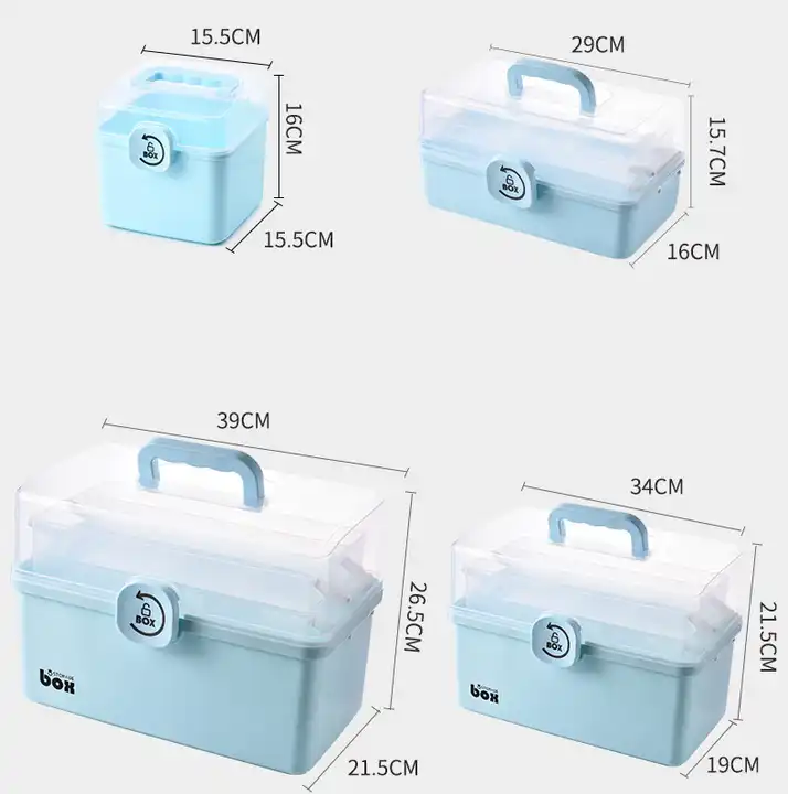 Plastic Storage Box Medical Organizer Multifunctional Folding 3-Tier  Container for Arts Sewing Portable First Aid Kit Pill Case