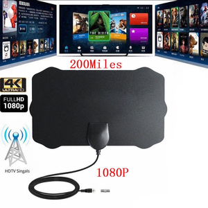 SIGNALWELL SW-250623-1 <span class=keywords><strong>Antena</strong></span> de TV Digital HD <span class=keywords><strong>4K</strong></span> para Interiores, 1080P, 200 Millas de Alcance, Ganancia de 20dBi, <span class=keywords><strong>Cable</strong></span> de 3M, Negra - Product Image 1