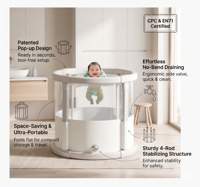 Piscine portable pour bébé avec parois latérales transparentes en PVC et structure pliable compacte pour le développement de marques privées