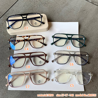 Lunettes anti-lumière bleue à double pont en métal, nouveau design, tendance, transparentes, rétro, pour femmes, monture optique à double pont, vente chaude