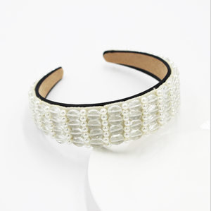 Luxurious Baroque Colorful <strong>Beaded</strong> <strong>Headband</strong> for Woman Gorgeous Simulated Pearl Crystal Sponge Hairband Woman Wedding Headpieces - Product Image 3
