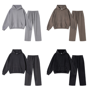 Tute <span class=keywords><strong>in</strong></span> felpa pesante 480gsm 100% cotone French Terry <span class=keywords><strong>con</strong></span> felpe <span class=keywords><strong>con</strong></span> cappuccio e <span class=keywords><strong>pantaloni</strong></span> della <span class=keywords><strong>tuta</strong></span> a gamba dritta, completi <span class=keywords><strong>in</strong></span> maglia - Product Image 4