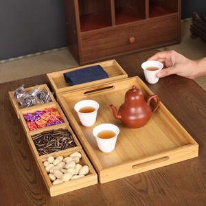 Bandeja de té de bambú Oogishido con compartimento para té y aperitivos, juego de servicio portátil para la ceremonia del té - Product Image 3
