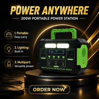 Station d'alimentation portable 200W 192Wh, panneau solaire, batterie LiFePO4, camping, secours d'urgence