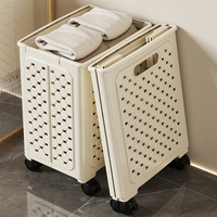 Cubo de lavandería plegable de gran capacidad, cesta de almacenamiento de ropa sucia de plástico