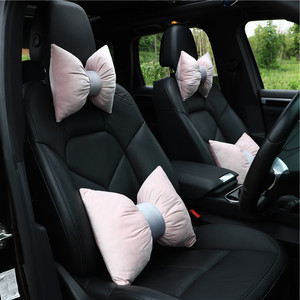 Appuie-tête et coussin de soutien lombaire pour voiture, en velours doux, coton PP, ensemble de 3-4 pièces pour coussin de siège de voiture, couleur unie, utilisation quatre saisons - Product Image 1