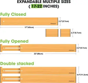 Einstellbare Schublade Teiler Bambus Schublade Organisator Küche Schublade Organisator