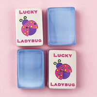 Mahjong américain, motif coccinelle sept étoiles, bleu clair, tuiles transparentes de haute qualité, luxe, résistant à l'eau