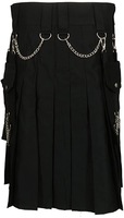 Jupe pour homme en vente flash, jupe plissée à chaîne pour homme, noire, grande taille, style écossais festif punk, kilt traditionnel pour les fêtes, costume masculin